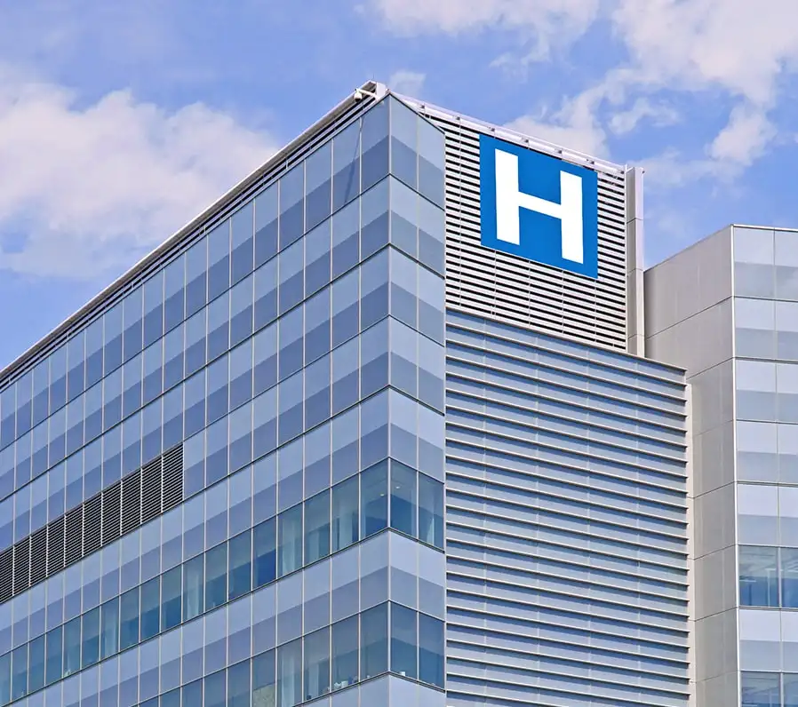 Roofing work on a healthcare facility